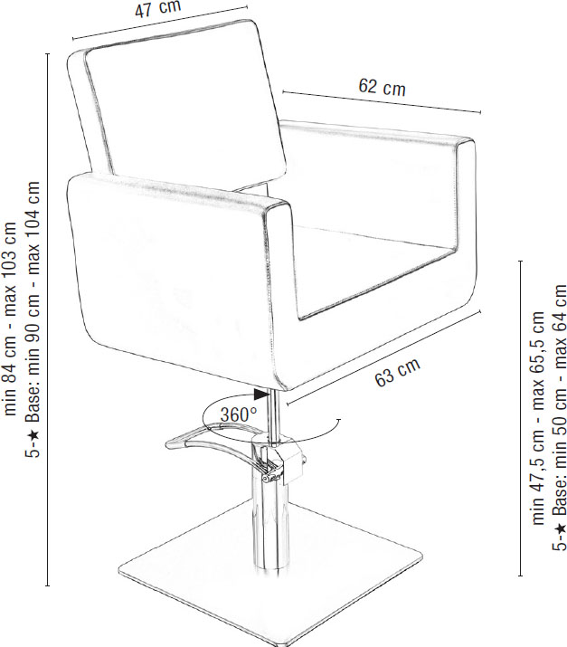  Sibel Felicitas Styling Chair Black / 5-Star-Base 