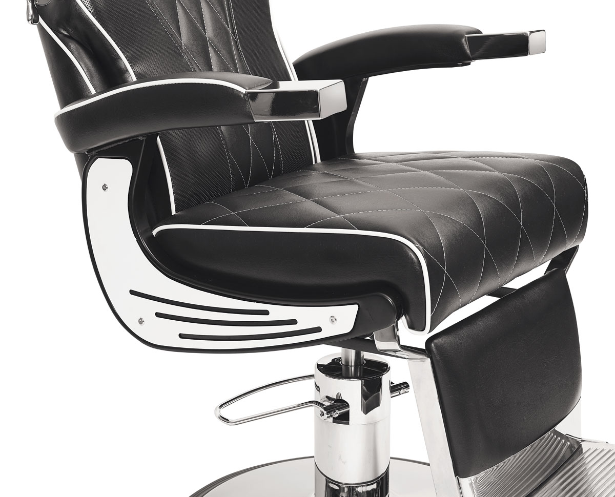  Barburys Aston Barber Chair Black with White Stitching 