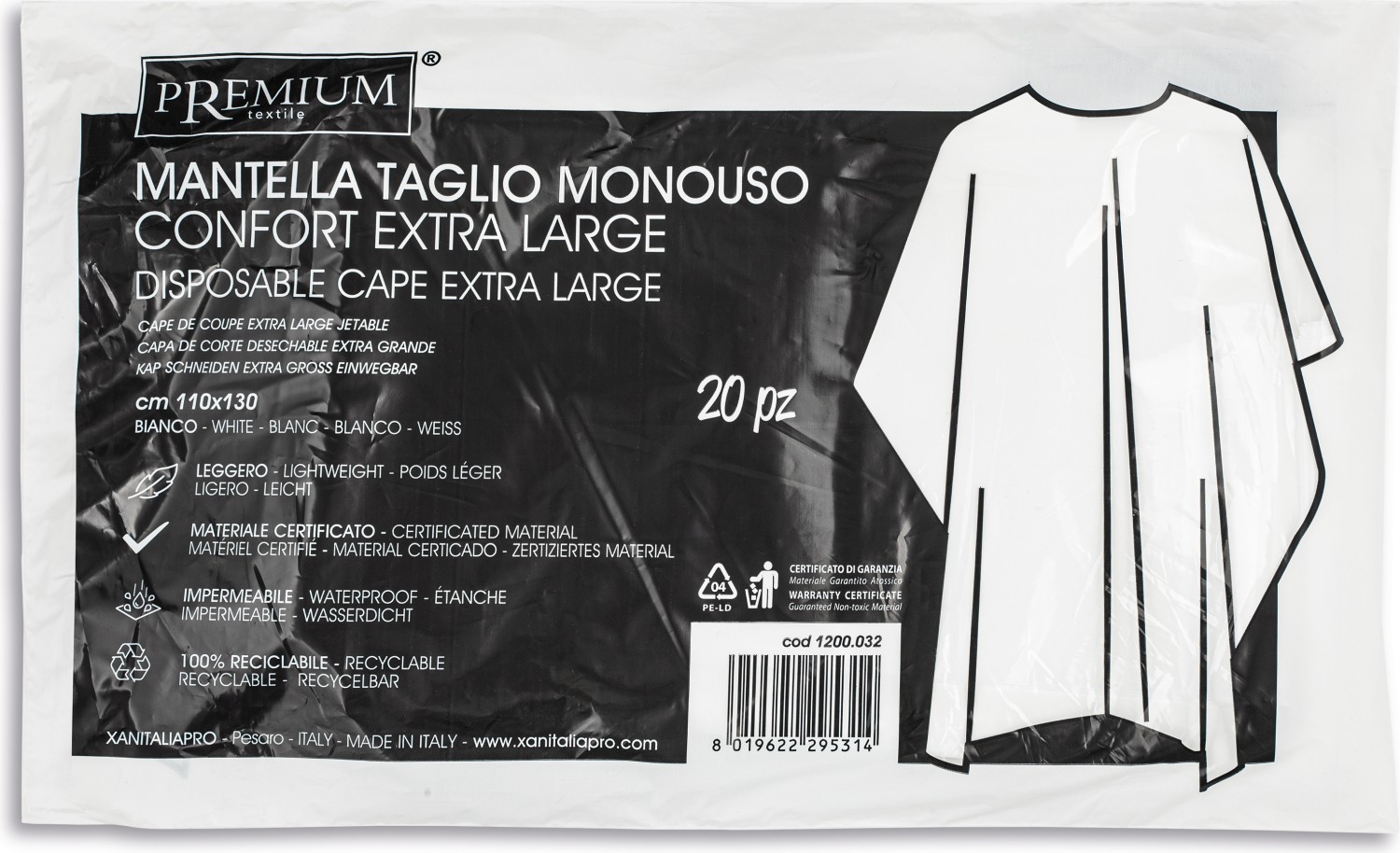  XanitaliaPro 20 disposable capes, white 