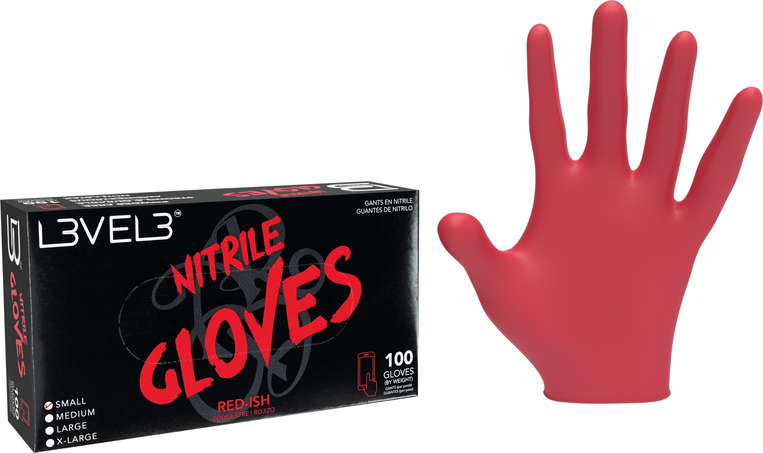  L3VEL3 Nitrile Gloves Small Red-ish 
