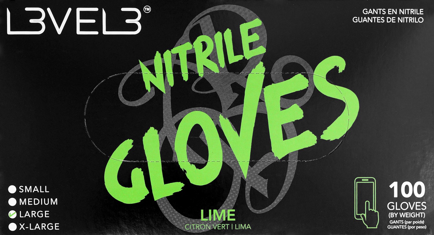 L3VEL3 Nitrile Gloves Large Lime 