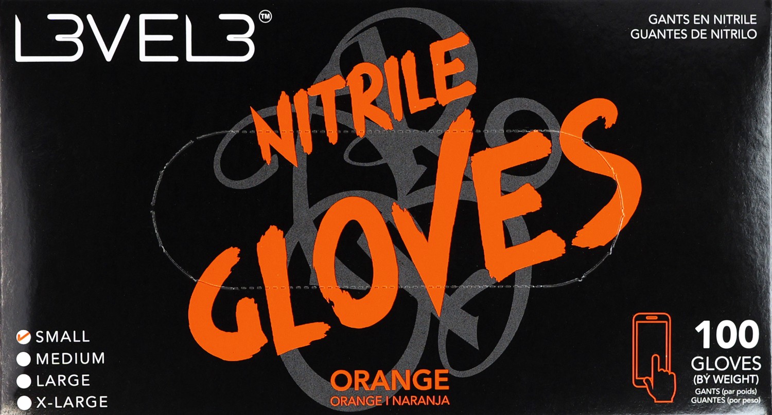  L3VEL3 Nitrile Gloves Small Orange 
