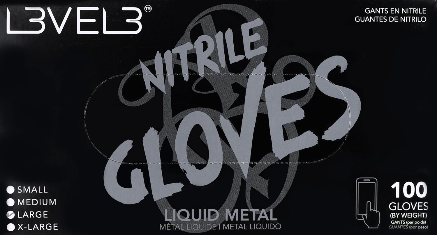  L3VEL3 Nitrile Gloves Large Liquid Metal 